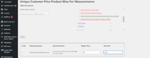 Unique Customer Price Product Wise For Woocommerce - Add Rate Page