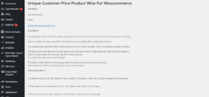 Unique Customer Price Product Wise For Woocommerce - Instructions Page